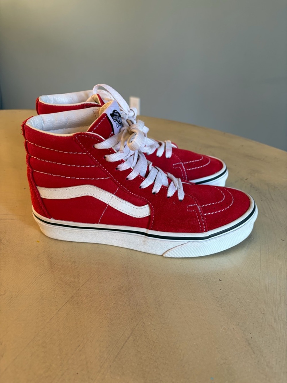 Vans Sk8-Hi Shoes Red White Classic High Top Sneakers Women’s Sz 5.5 Mens Sz 4